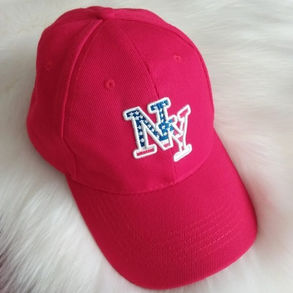Embriodered NY Graphic Ball Cap Red - Picture 1 of 5